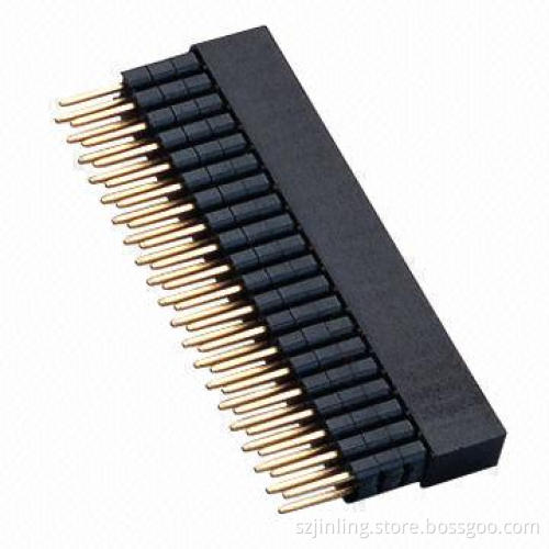 Three Rows Female Headers with 2.54mm Pitch, 8.5mm Height, Straight Angle